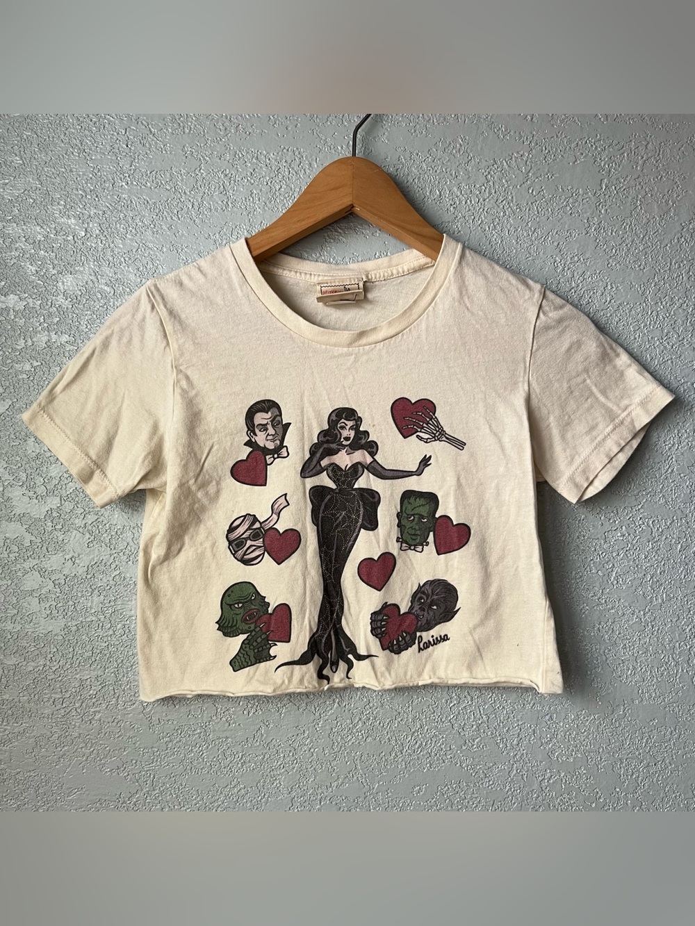 Monster Babe Larissa Horror Valentine Crop T-Shirt Small Made in USA